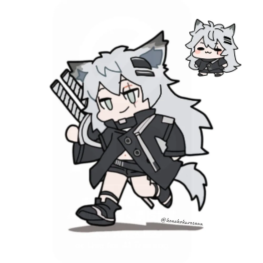 Chibi drawings of Lappland in her E2 outfit