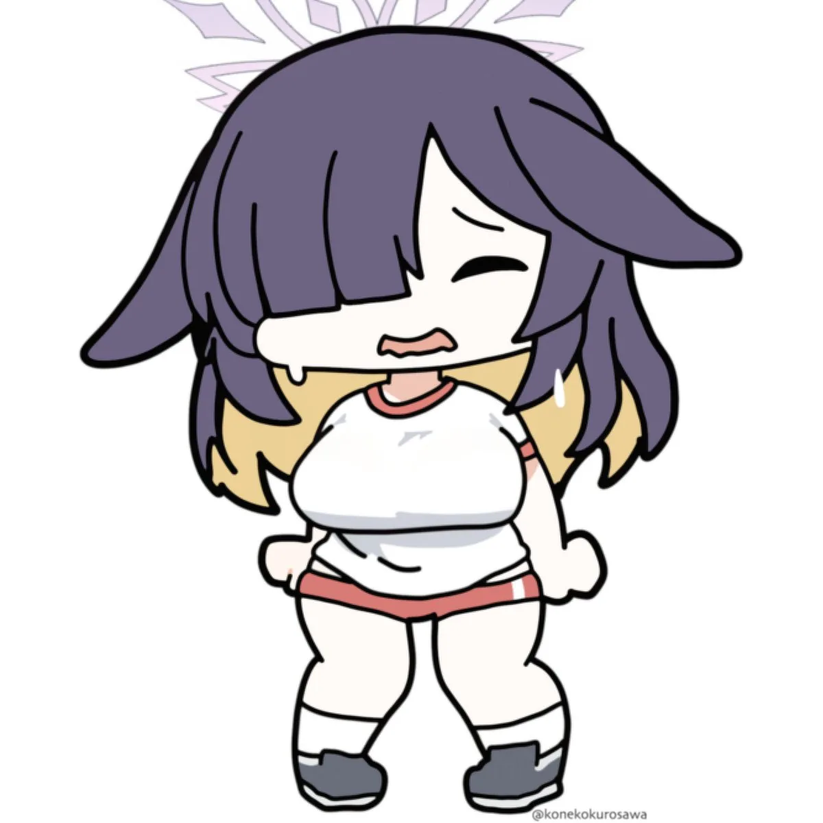 Chibi drawing of Tsukuyo in gym clothes, a request from anon